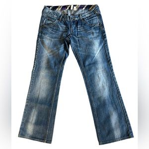 MNG Mango Y2K My Boyfriend’s Jeans Size 6 Low Rise Distressed Straight Leg Denim